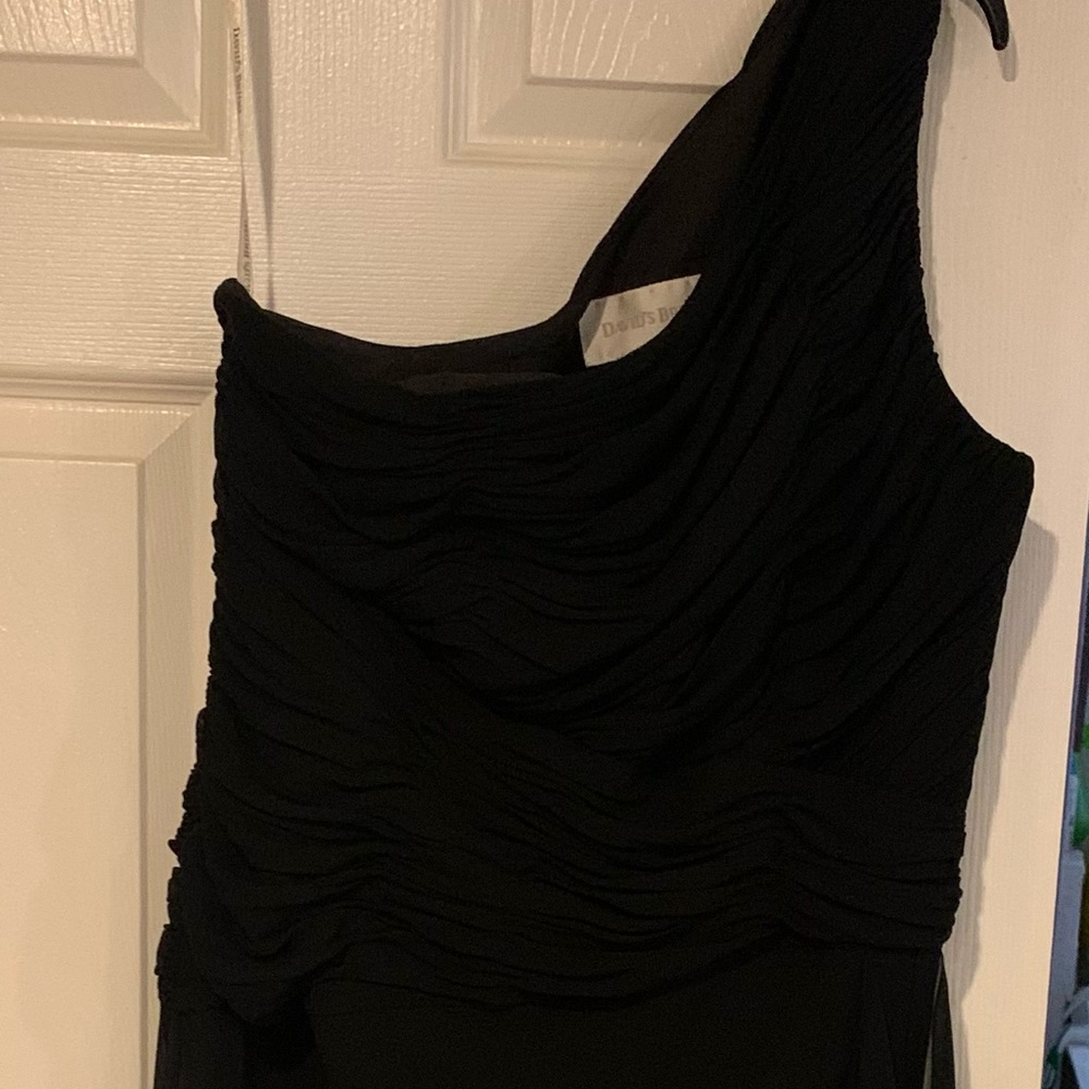 David's Bridal Black One Shoulder Dress